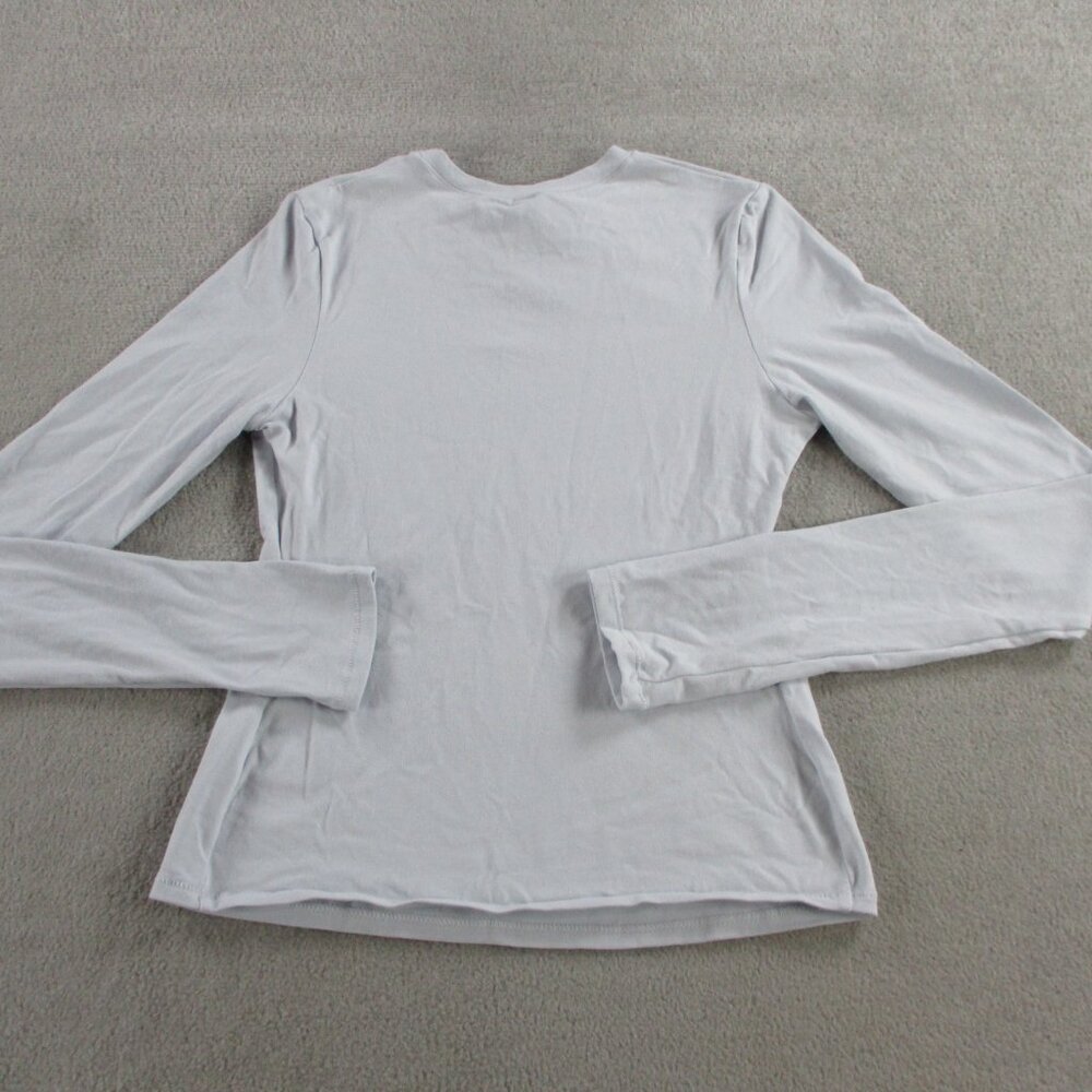 SKIMS Cotton Jersey Long Sleeve T Shirt Womens Medium Zen Blue Casual Crewneck - Picture 3 of 9
